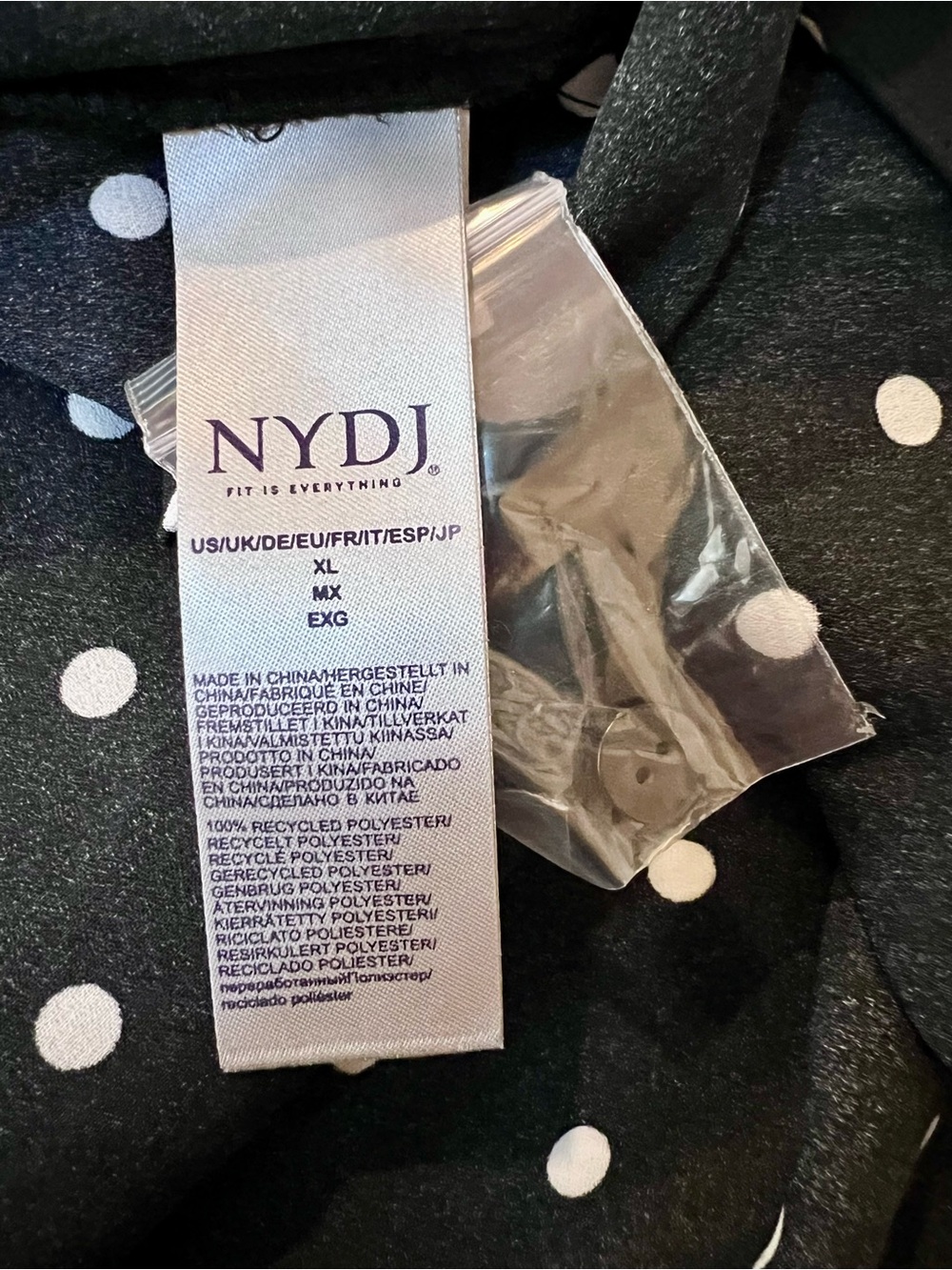 NWOT NYDJ Pintuck Polka Dot Blouse Black White XL Work Professional - Picture 9 of 10